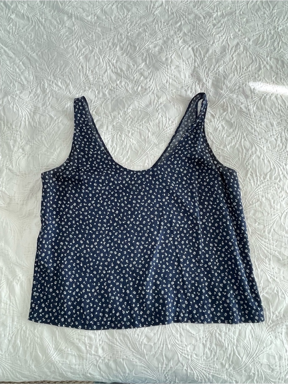 Reformation Navy Floral Print Tank Top
